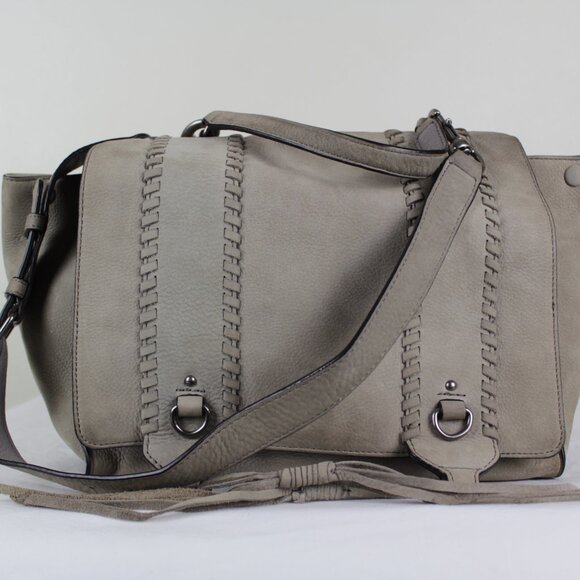 Rebecca Minkoff, Leather Paige Whipstitch Nubuck Satchel Bag - Picture 14 of 14